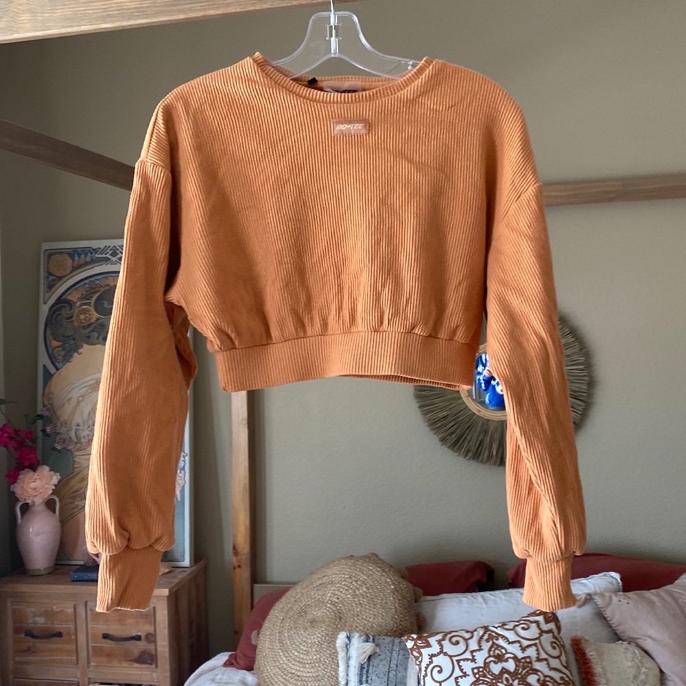 Bo + Tee / Ribbed Pullover Crop Top in Caramel